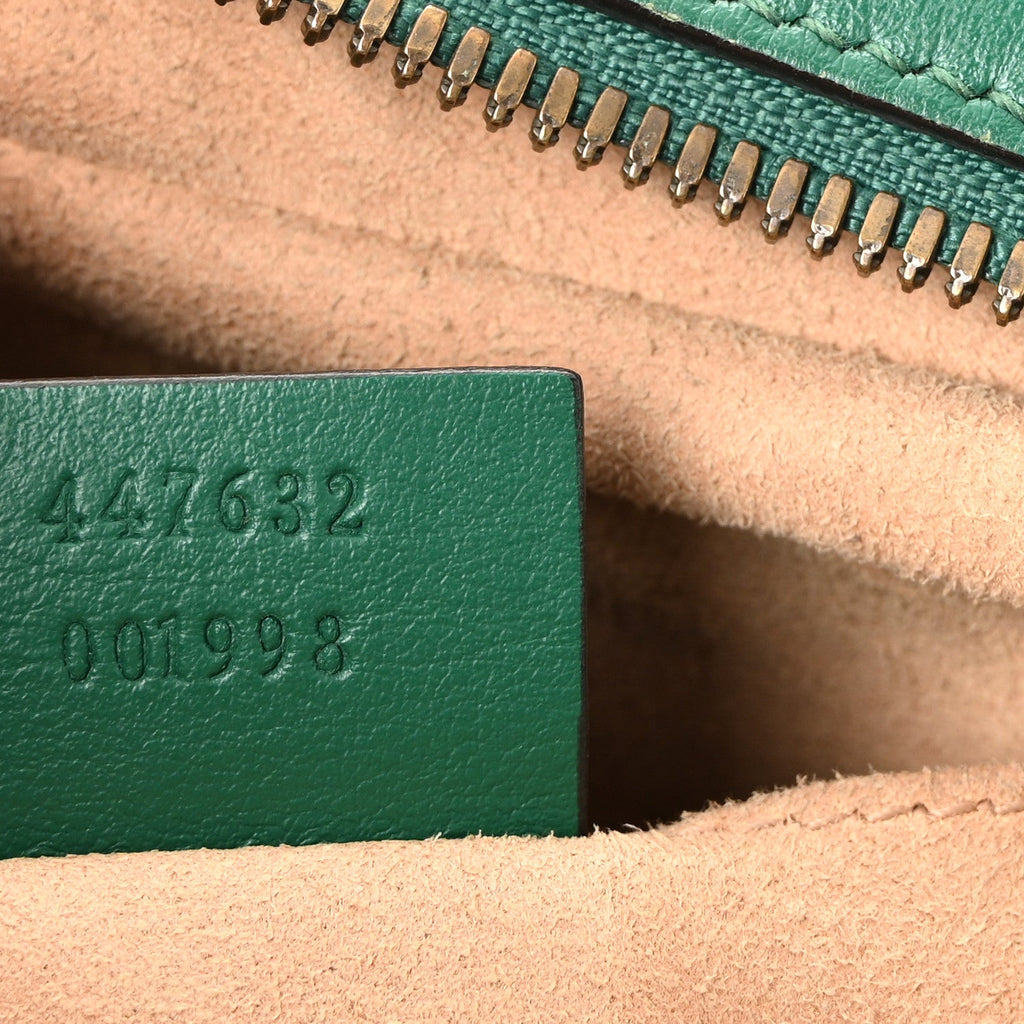 Calfskin Matelasse Small GG Marmont Chain Shoulder Bag Emerald Green