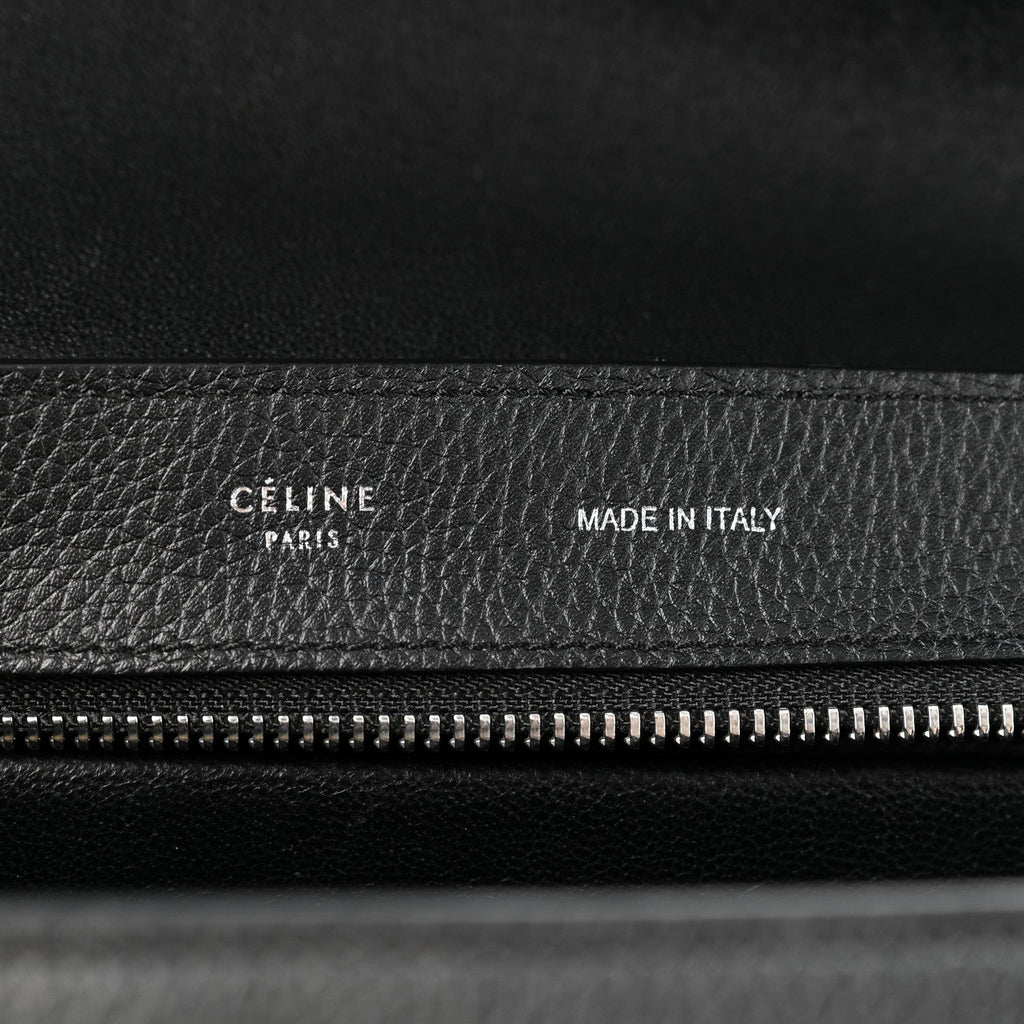 Drummed Calfskin Suede Medium Trapeze Black