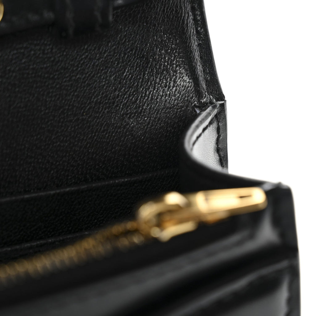 Shiny Box Calfskin Hourglass Chain Bag Black