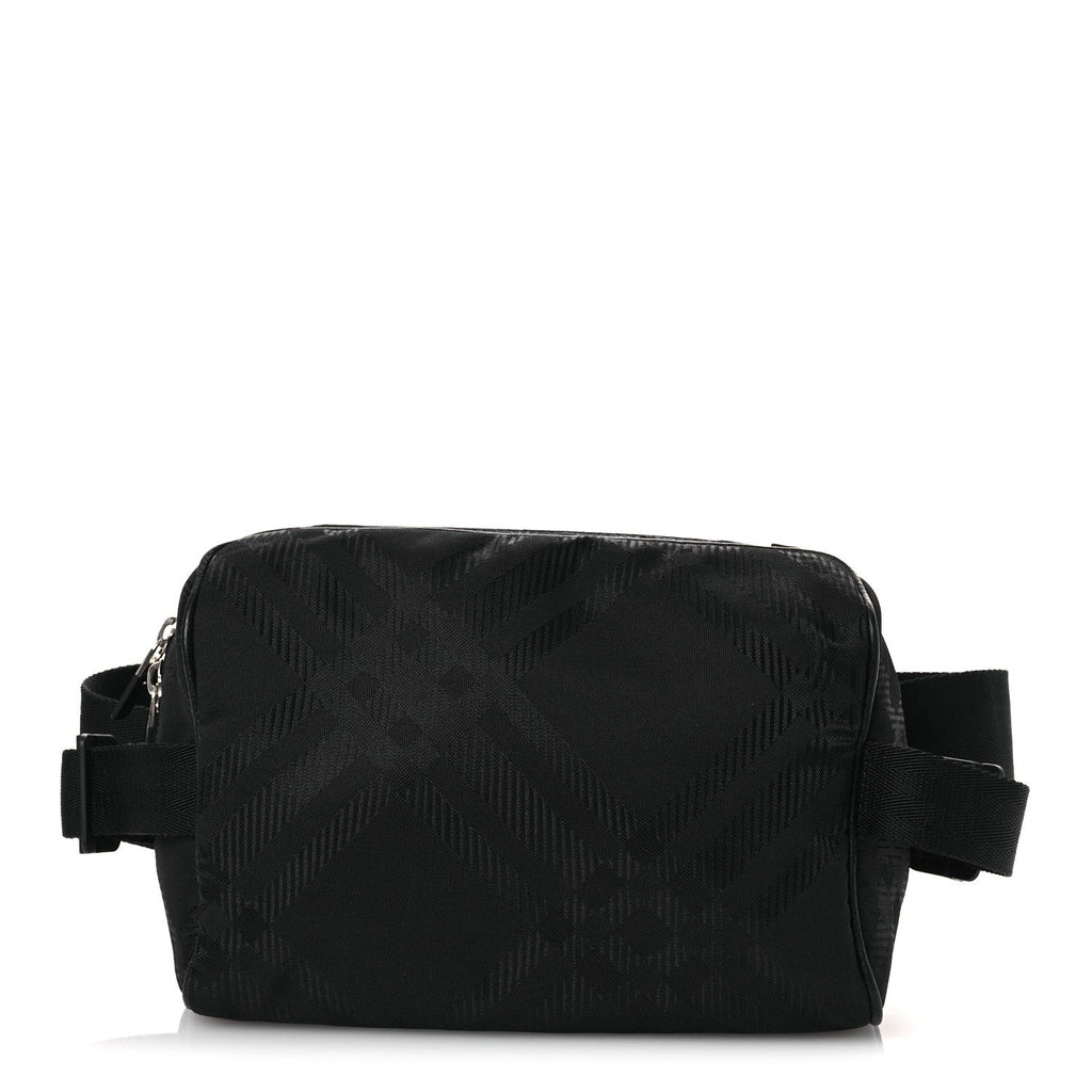 Nylon Jacquard Check Belt Bag Black