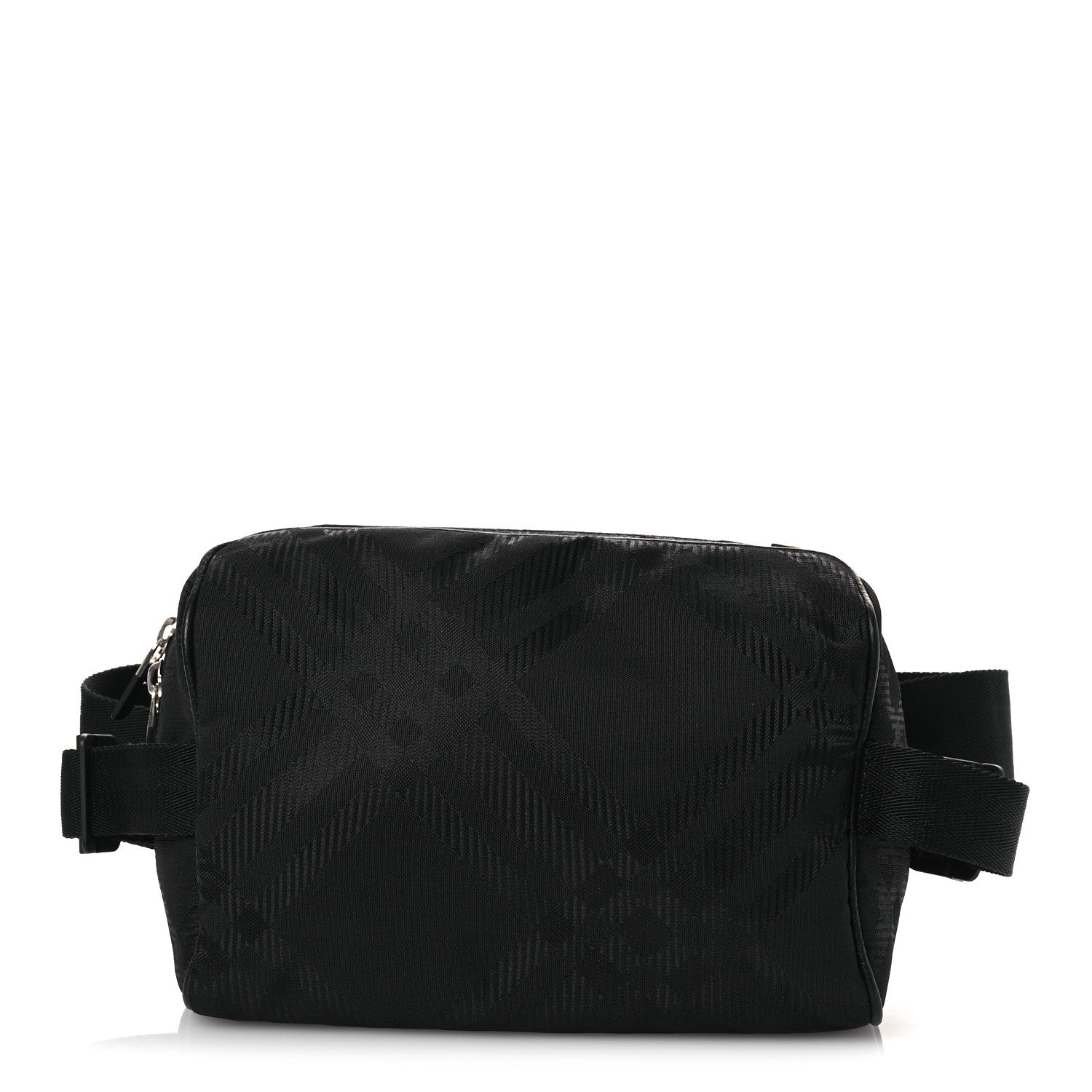 Nylon Jacquard Check Belt Bag Black