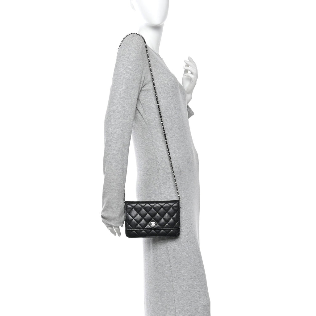 Caviar Quilted Wallet On Chain WOC Black
