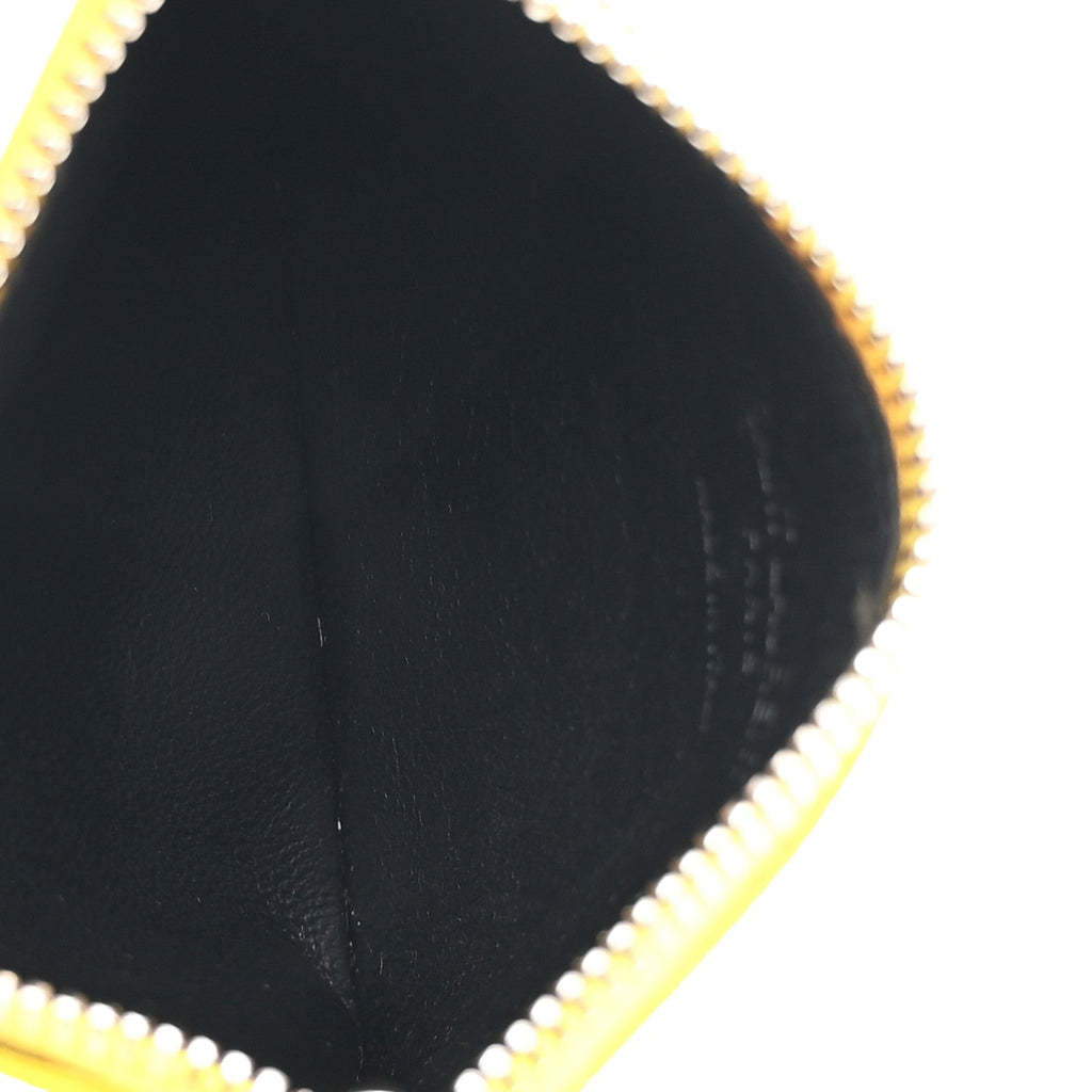 Grained Calfskin 5 Fragments Zip Pouch  Holder Sunflower