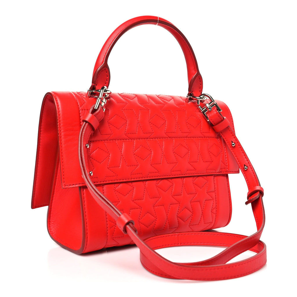 Calfskin Star Quilted Mini Shark Lock Satchel Medium Red