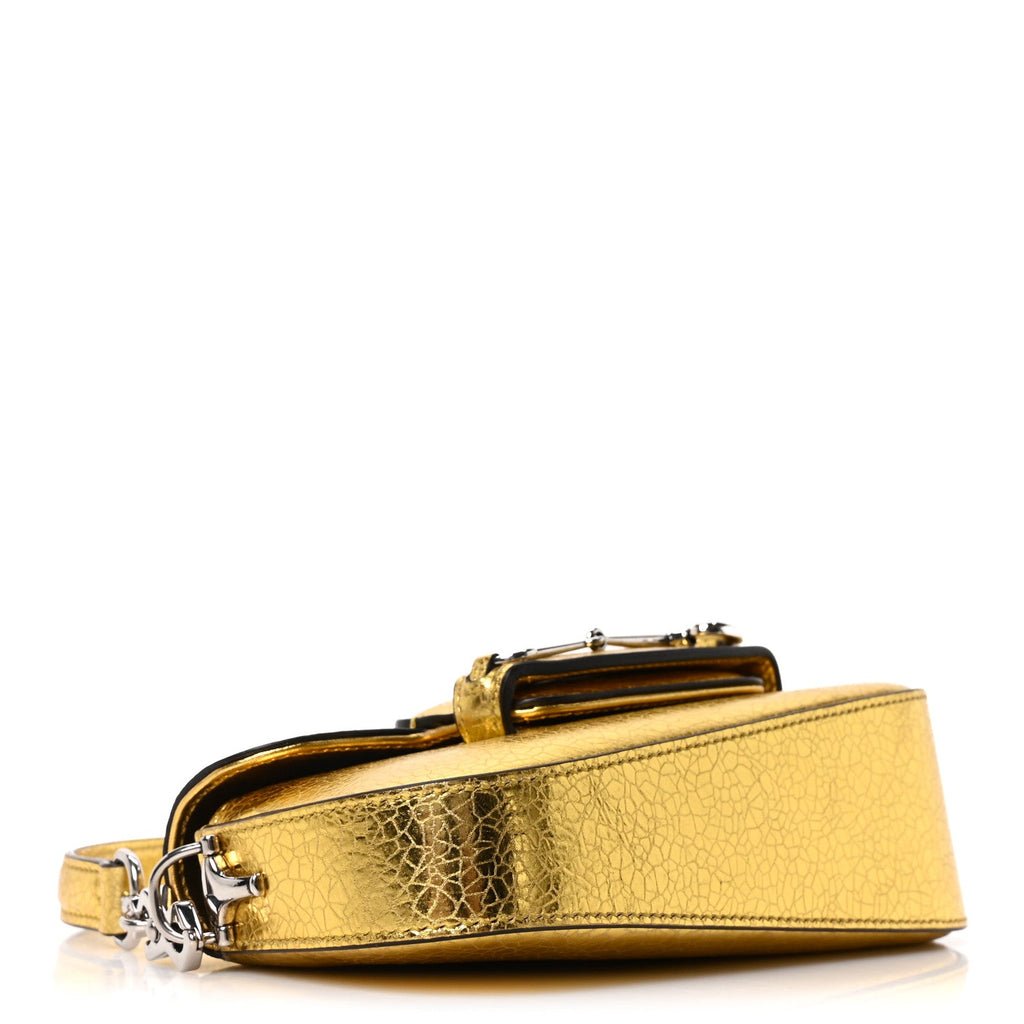 Metallic Demetra Mini Horsebit 1955 Asymmetric Shoulder Bag Gold