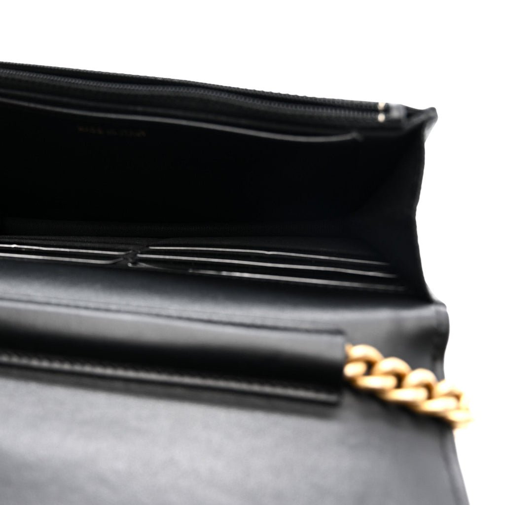Caviar Quilted Boy Wallet On Chain WOC Black
