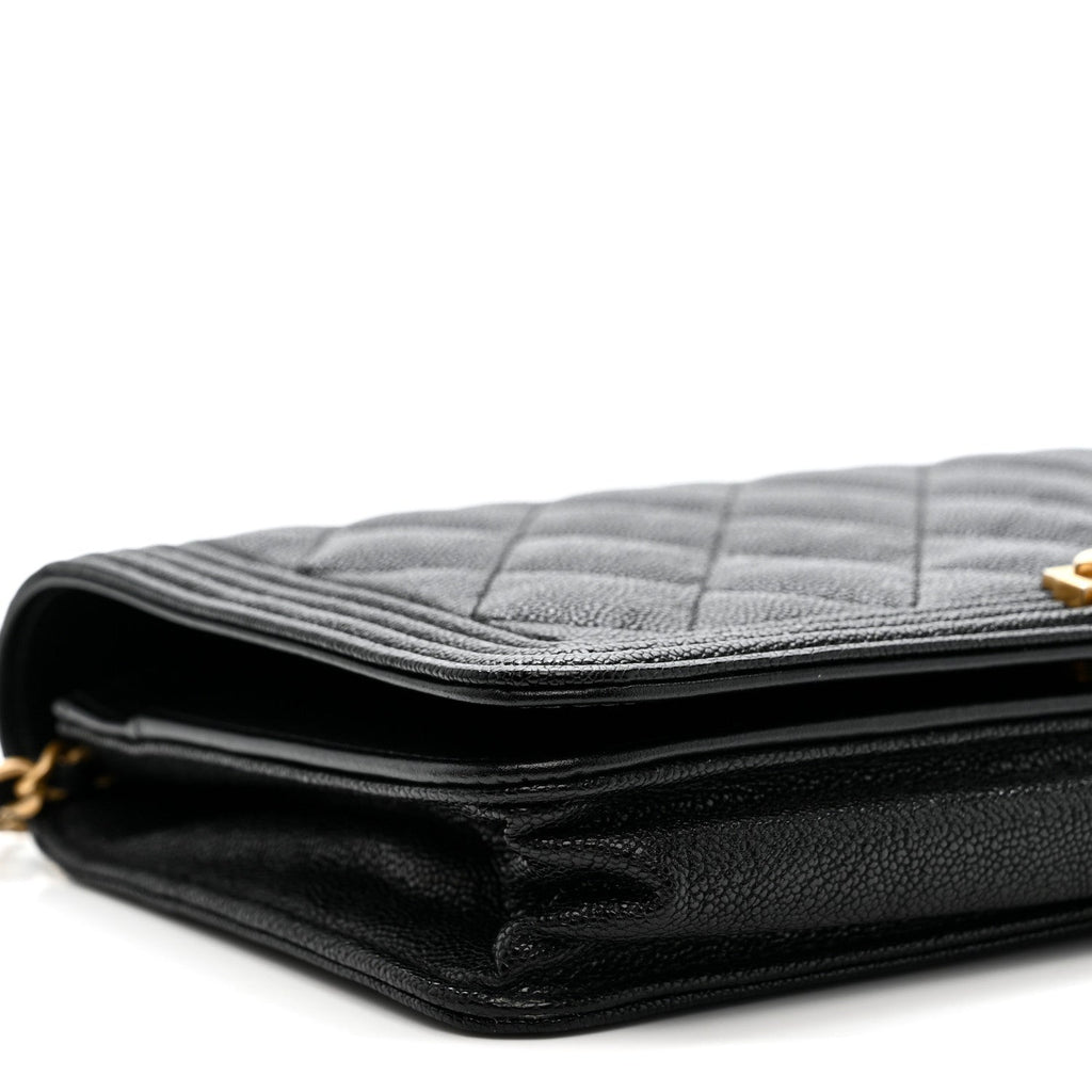 Caviar Quilted Boy Wallet On Chain WOC Black