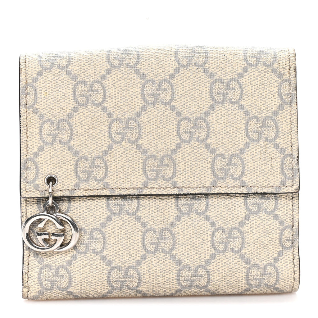 GG Supreme Monogram GG Pierce French Flap Wallet Ecru Grigio