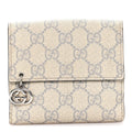 GG Supreme Monogram GG Pierce French Flap Wallet Ecru Grigio
