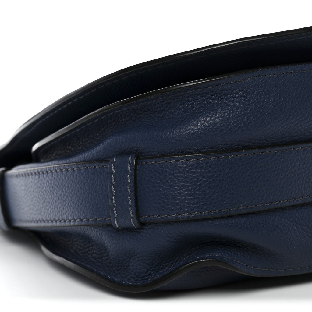 Calfskin Medium Marcie Round Crossbody Bag Navy