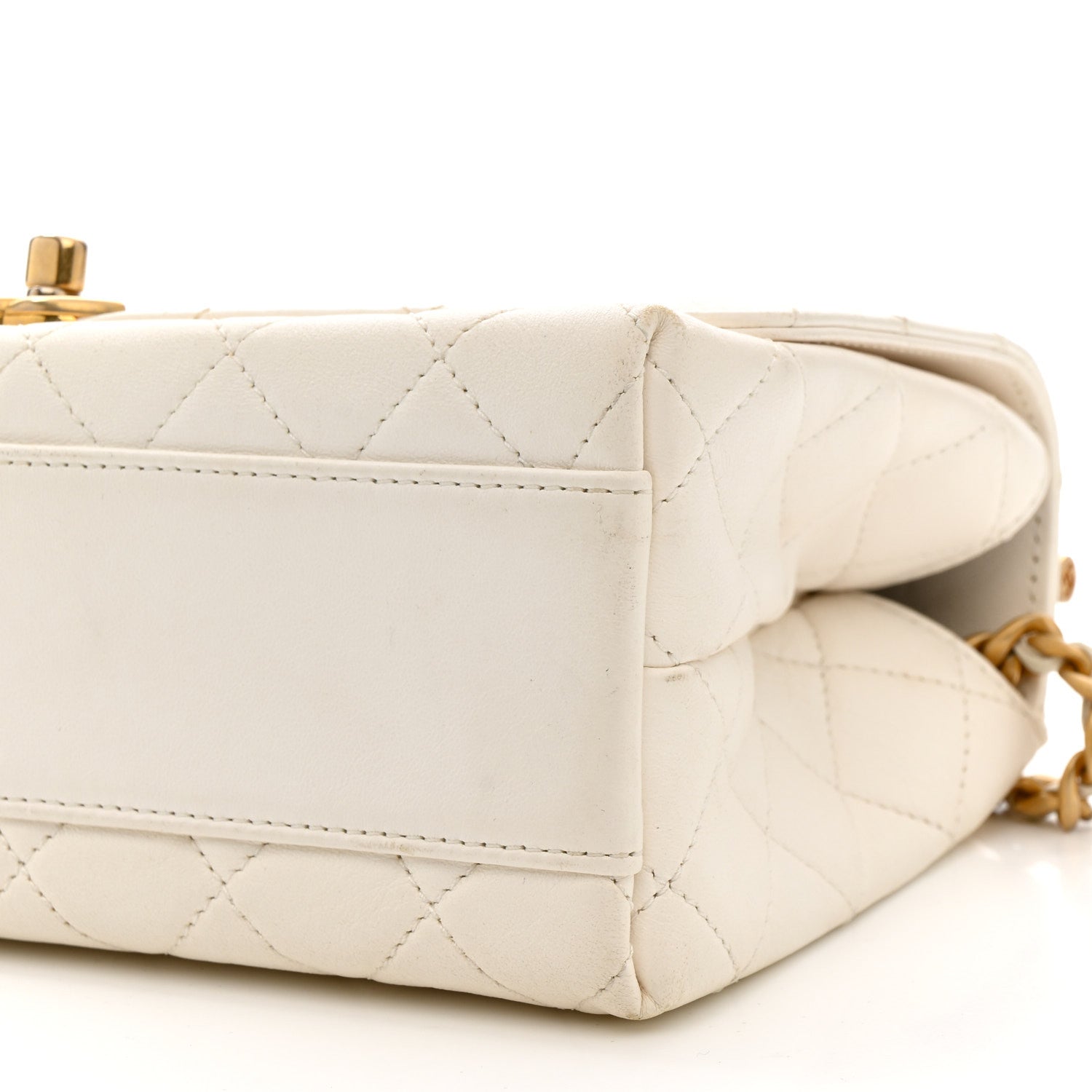 Lambskin Quilted La Parisienne Top Handle Flap White