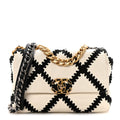 Calfskin Crochet Medium Chanel 19 Flap White Black
