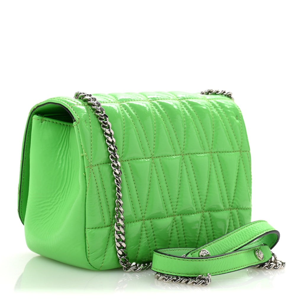 Patent Quilted Virtus Shoulder Bag Mint