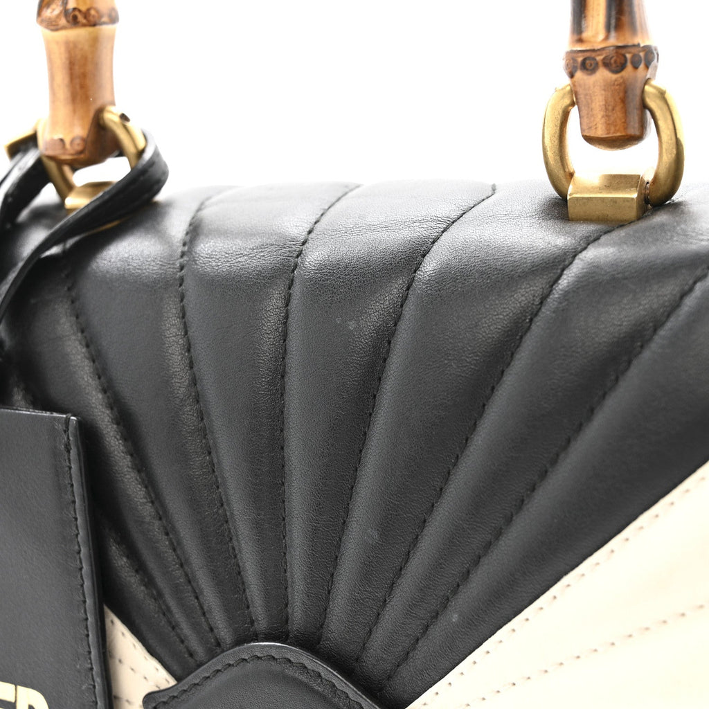 Calfskin Bamboo Trapuntata Queen Margaret Backpack Mystic White Black