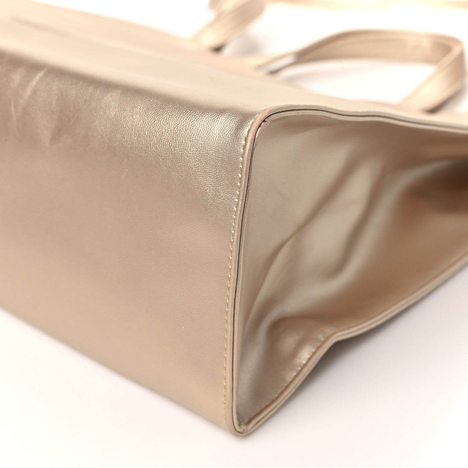 Metallic Vegan Leather Medium Shopping Bag Gold