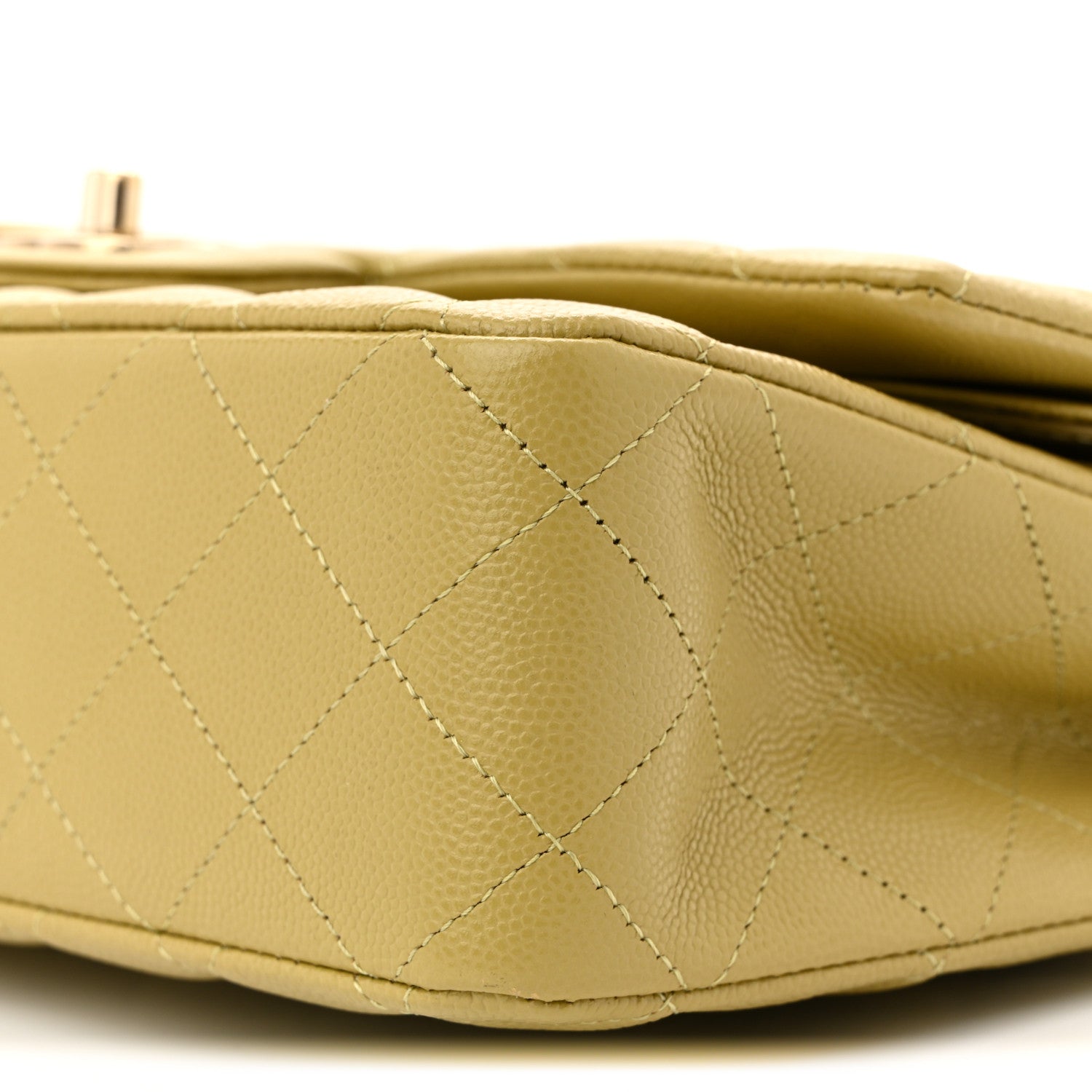 Caviar Quilted Medium Double Flap Light Green