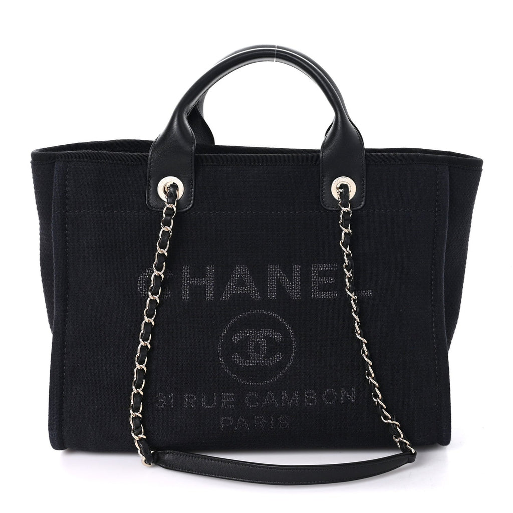 Mixed Fibers Calfskin Small Deauville Tote Black