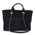 Mixed Fibers Calfskin Small Deauville Tote Black