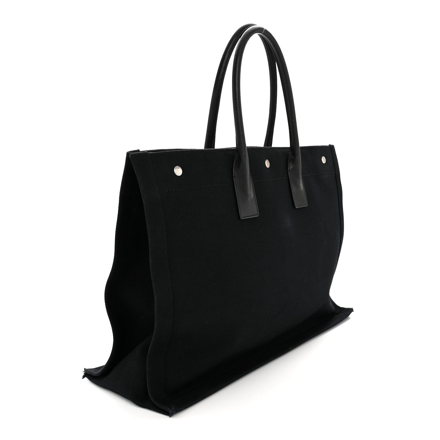 Linen Calfskin Rive Gauche Tote Black
