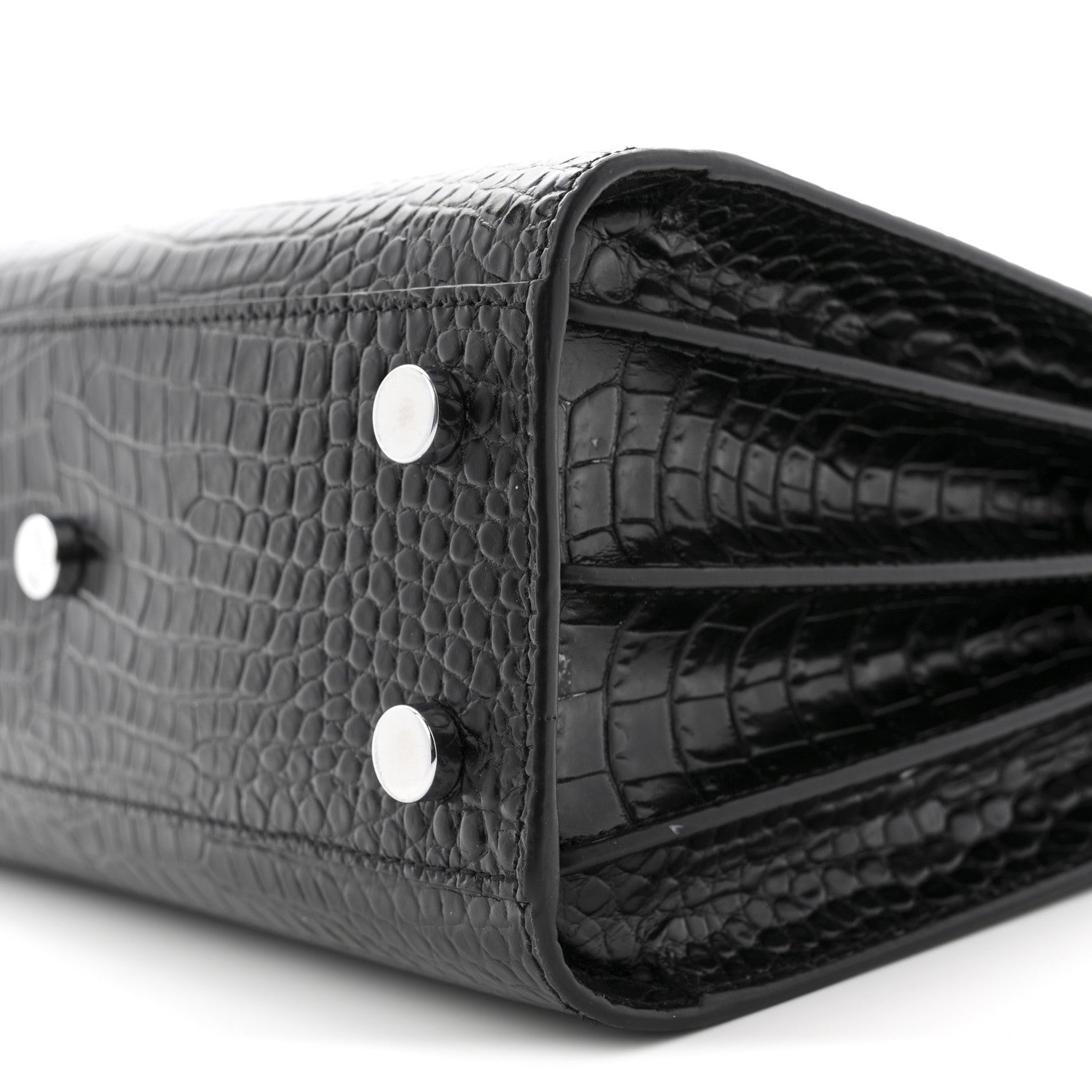 Calfskin Crocodile Embossed Nano Sac De Jour Black