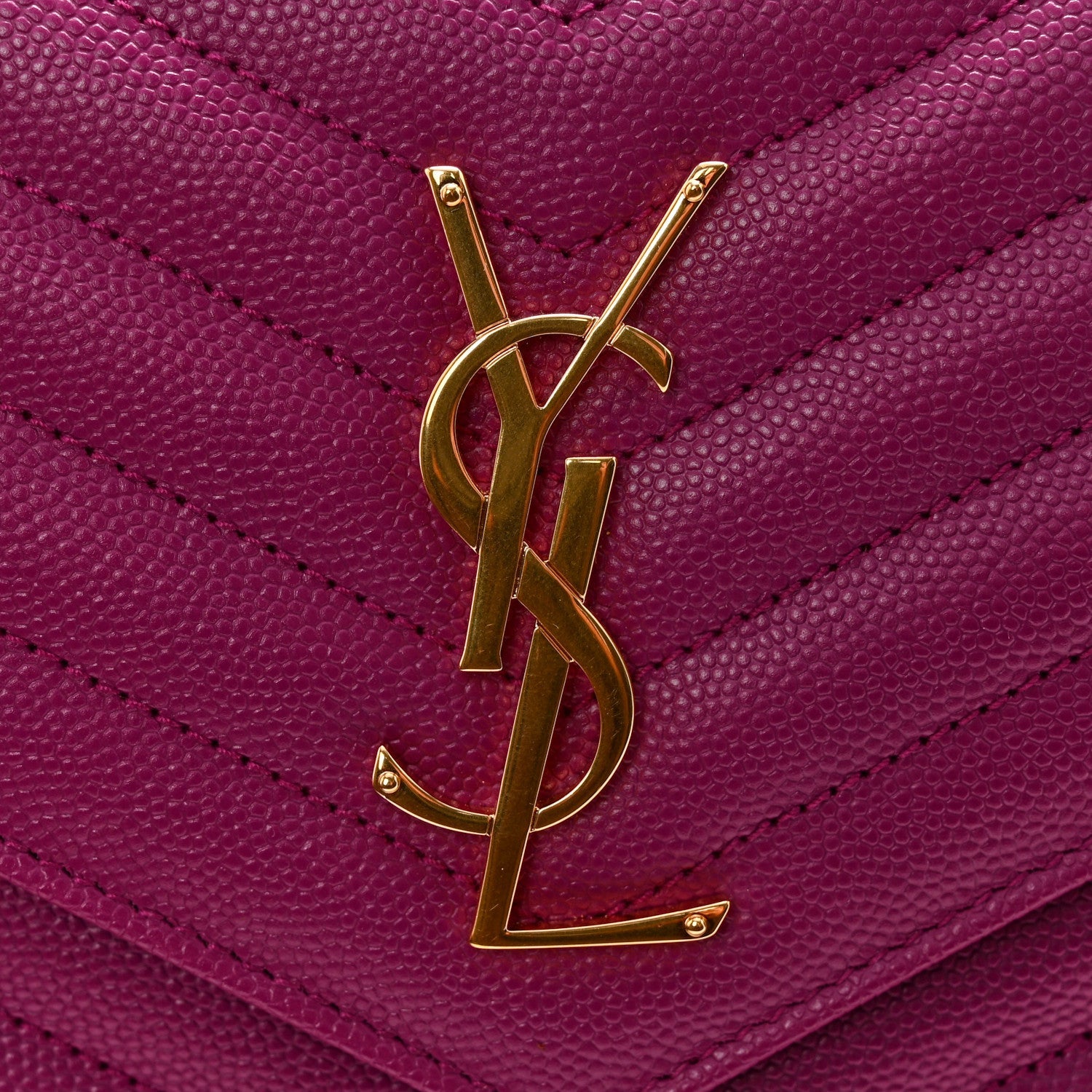 Grain De Poudre Matelasse Chevron Monogram Chain Wallet Dark Grape