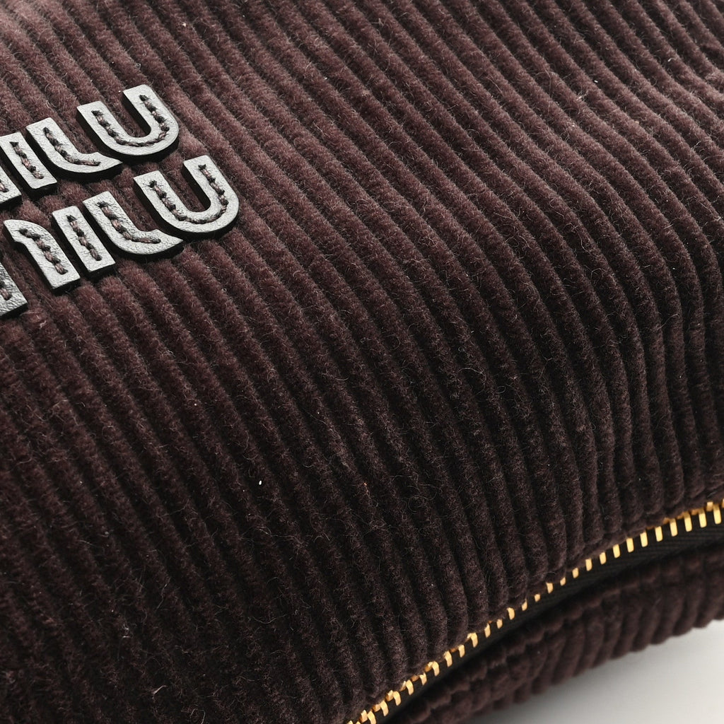 Corduroy Pouch Bag Ebony Baltic Blue