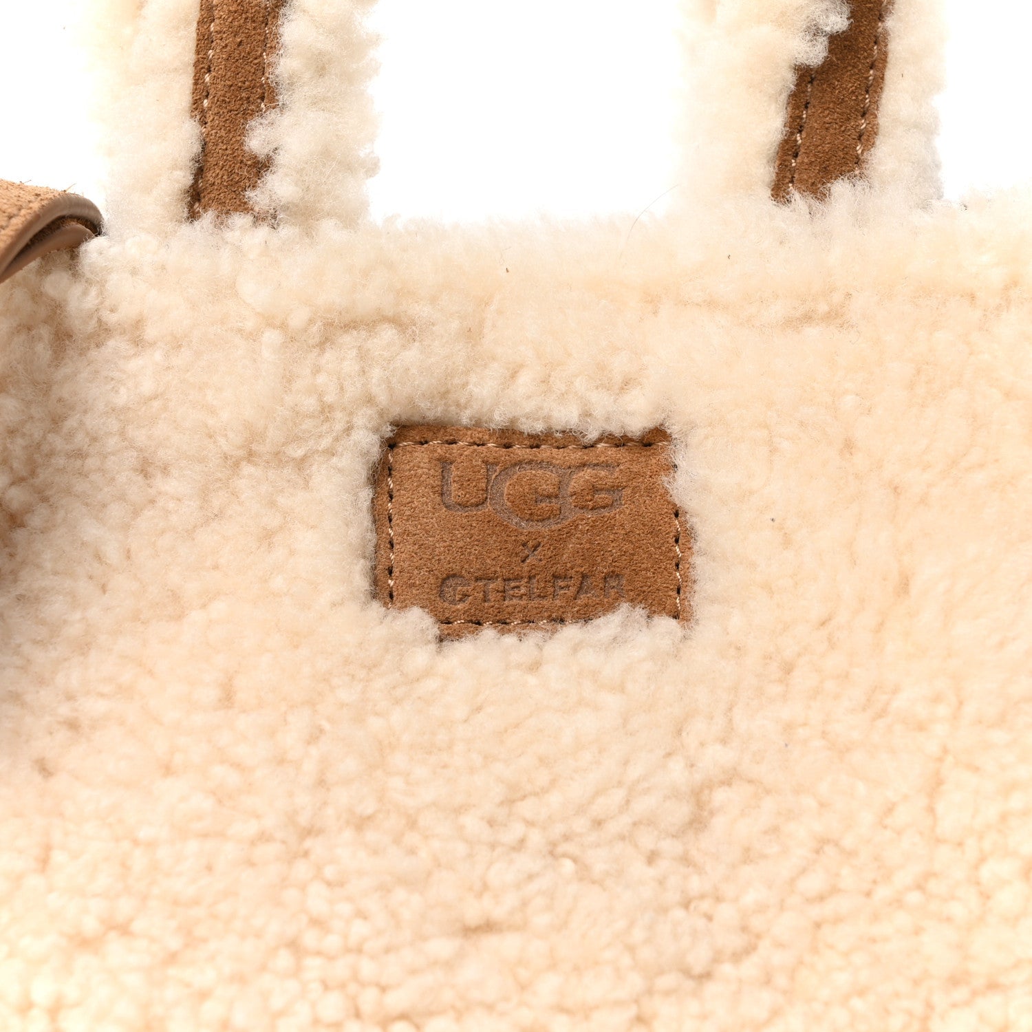 X UGG Suede Shearling Reverse Small Shopping Bag Natural