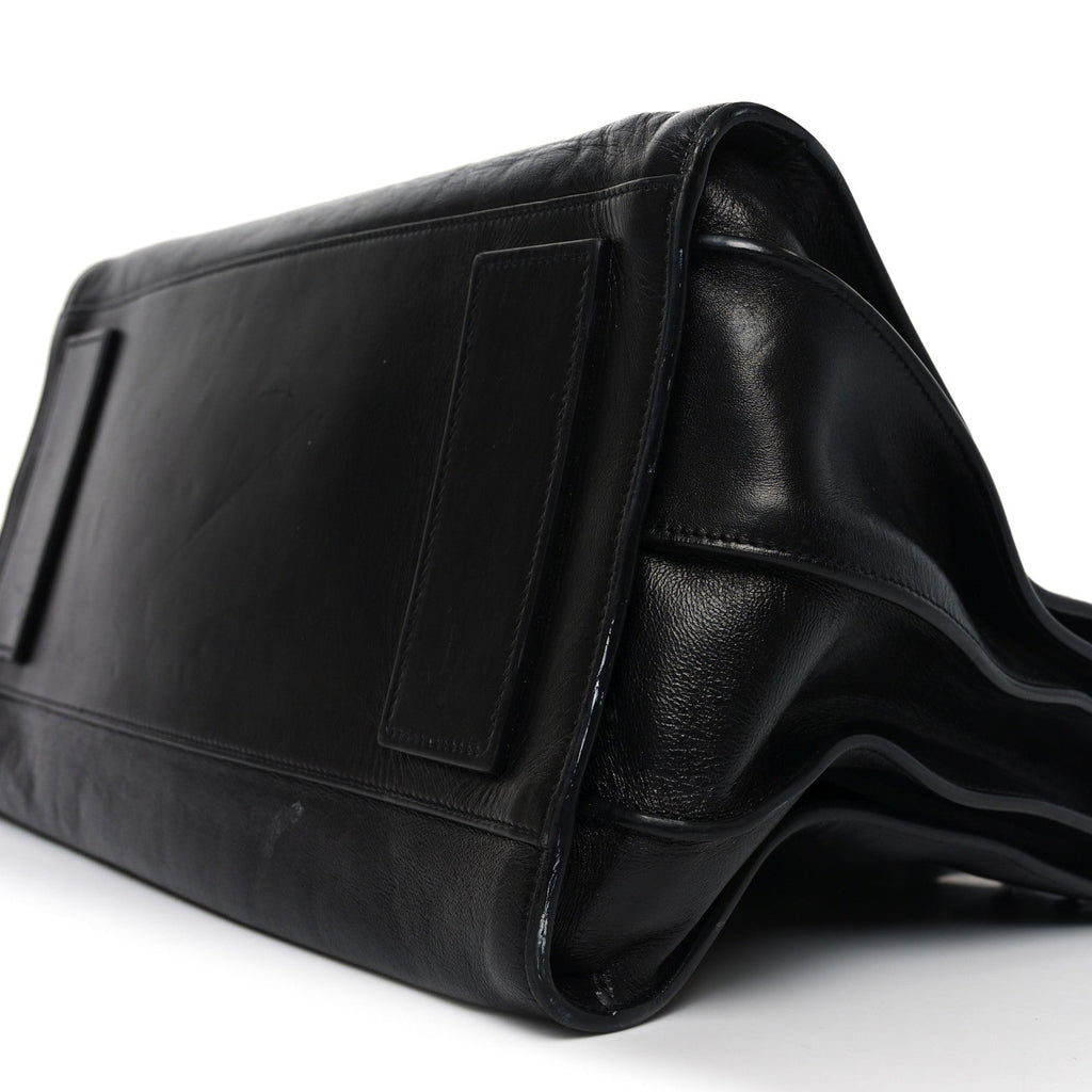 Textured Patent Large Souple Sac De Jour Black