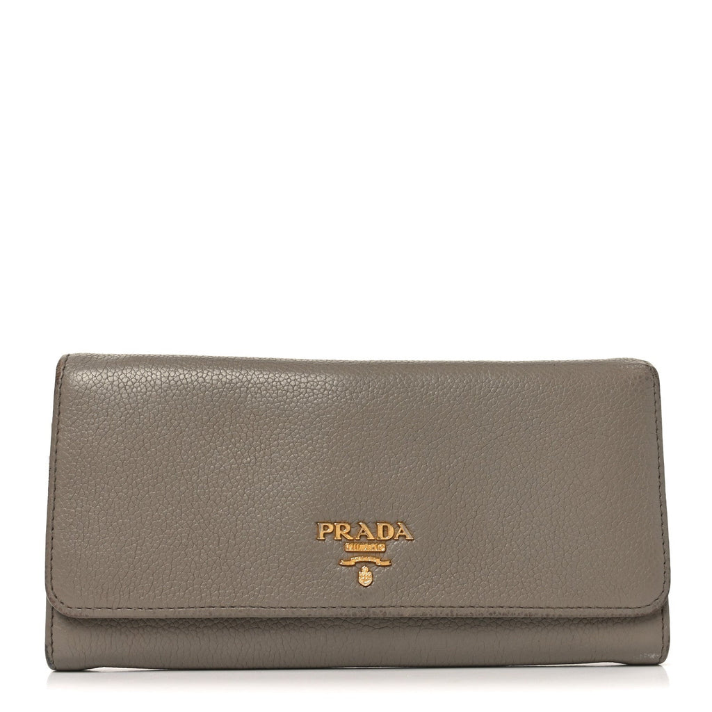Vitello Daino Metal Continental Flap Wallet Argilla