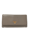 Vitello Daino Metal Continental Flap Wallet Argilla