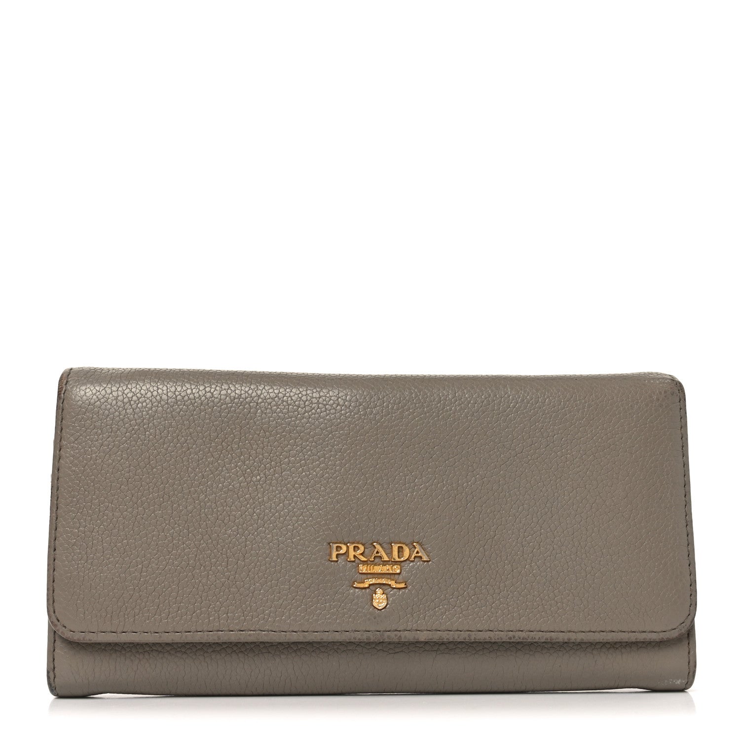 Vitello Daino Metal Continental Flap Wallet Argilla