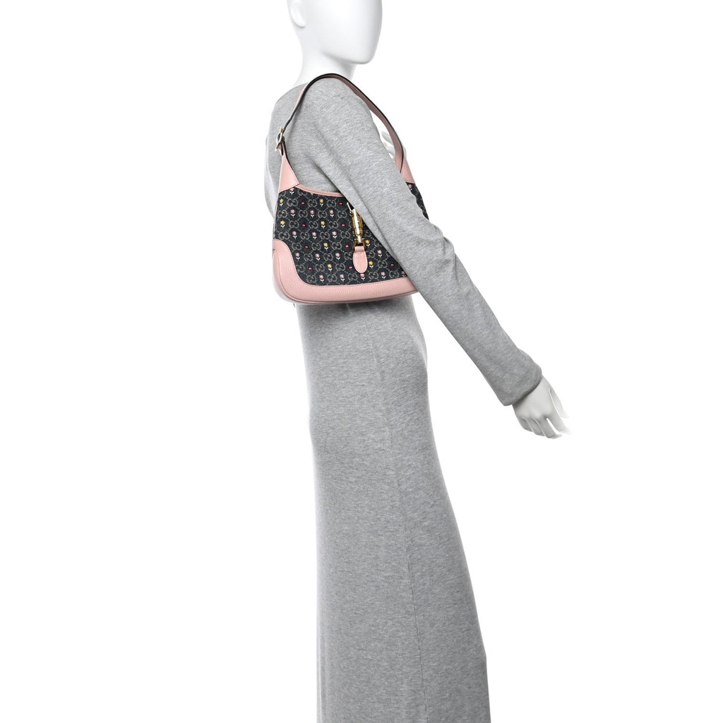 New Denim GG Monogram Calfskin Love Parade Small Jackie 1961 Hobo Light Pink