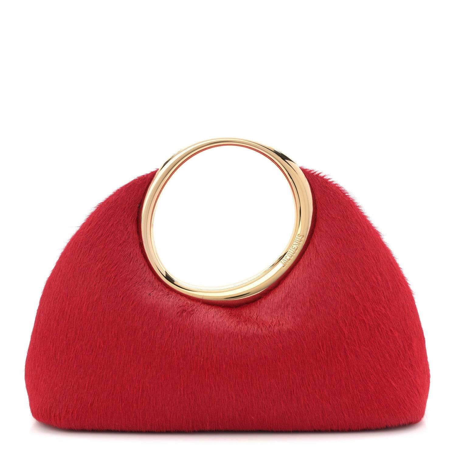 Pony Hair Le Petit Calino Ring Top Handle Bag Red