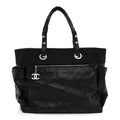 Coated Canvas Quilted Large Paris Biarritz Tote Black
