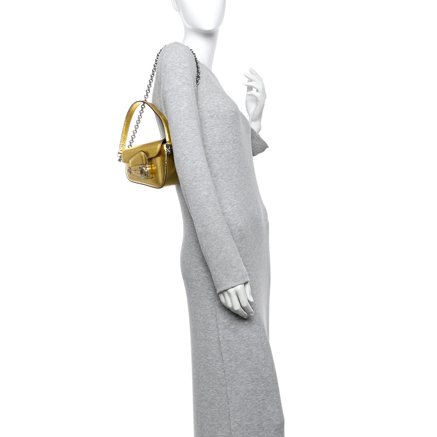 Metallic Demetra Mini Horsebit 1955 Asymmetric Shoulder Bag Gold