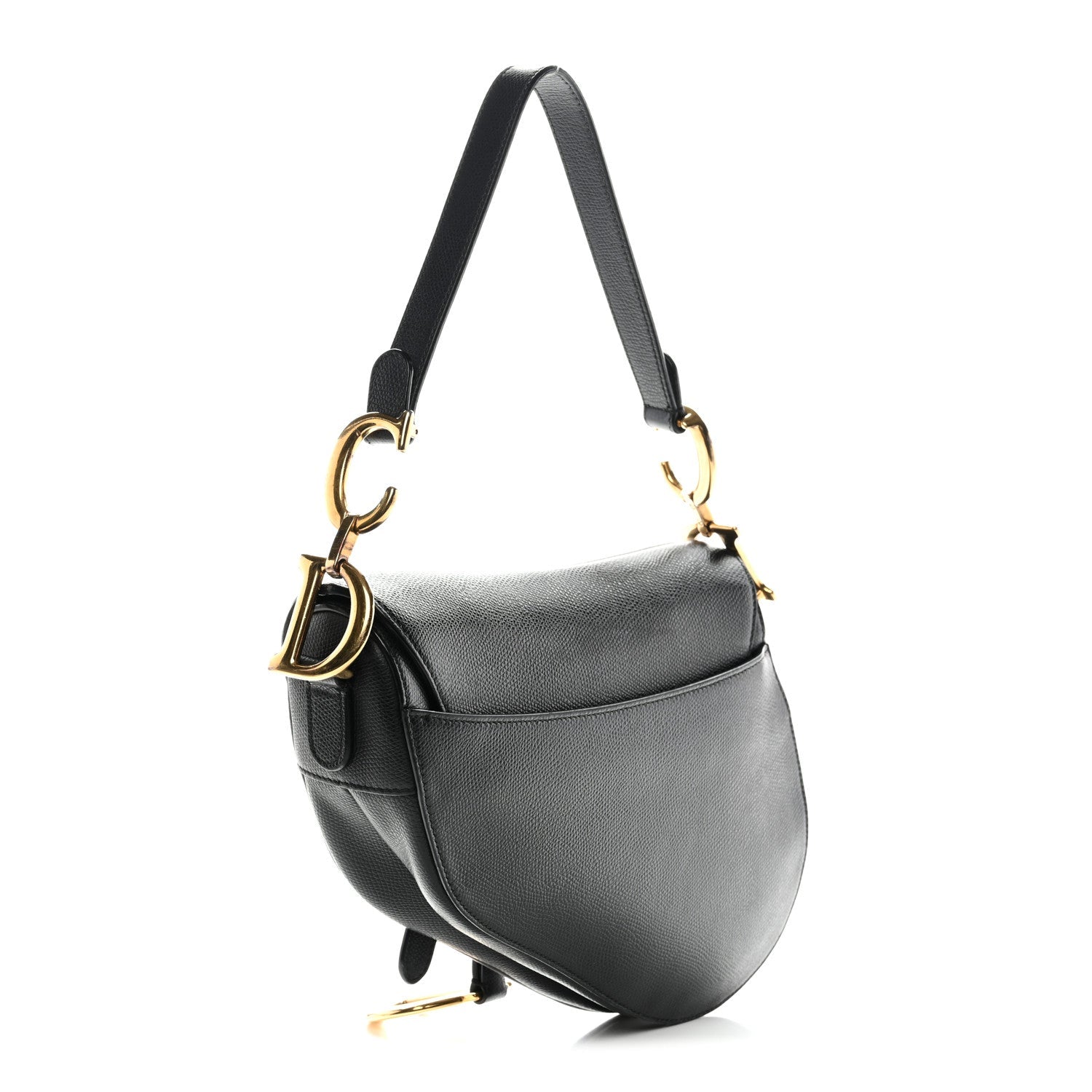 Grained Calfskin Saddle Bag Black