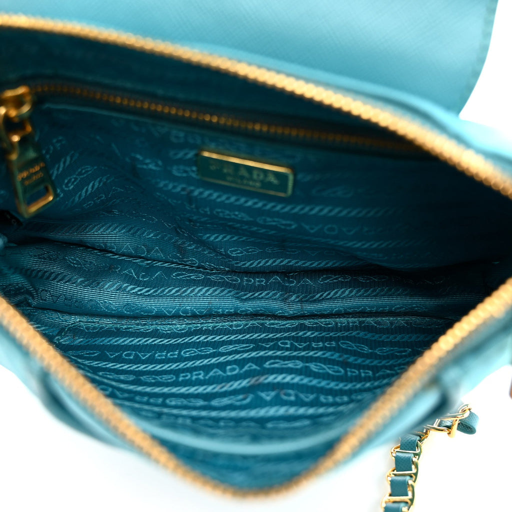 Tessuto Nylon Saffiano Crossbody Bag Turchese