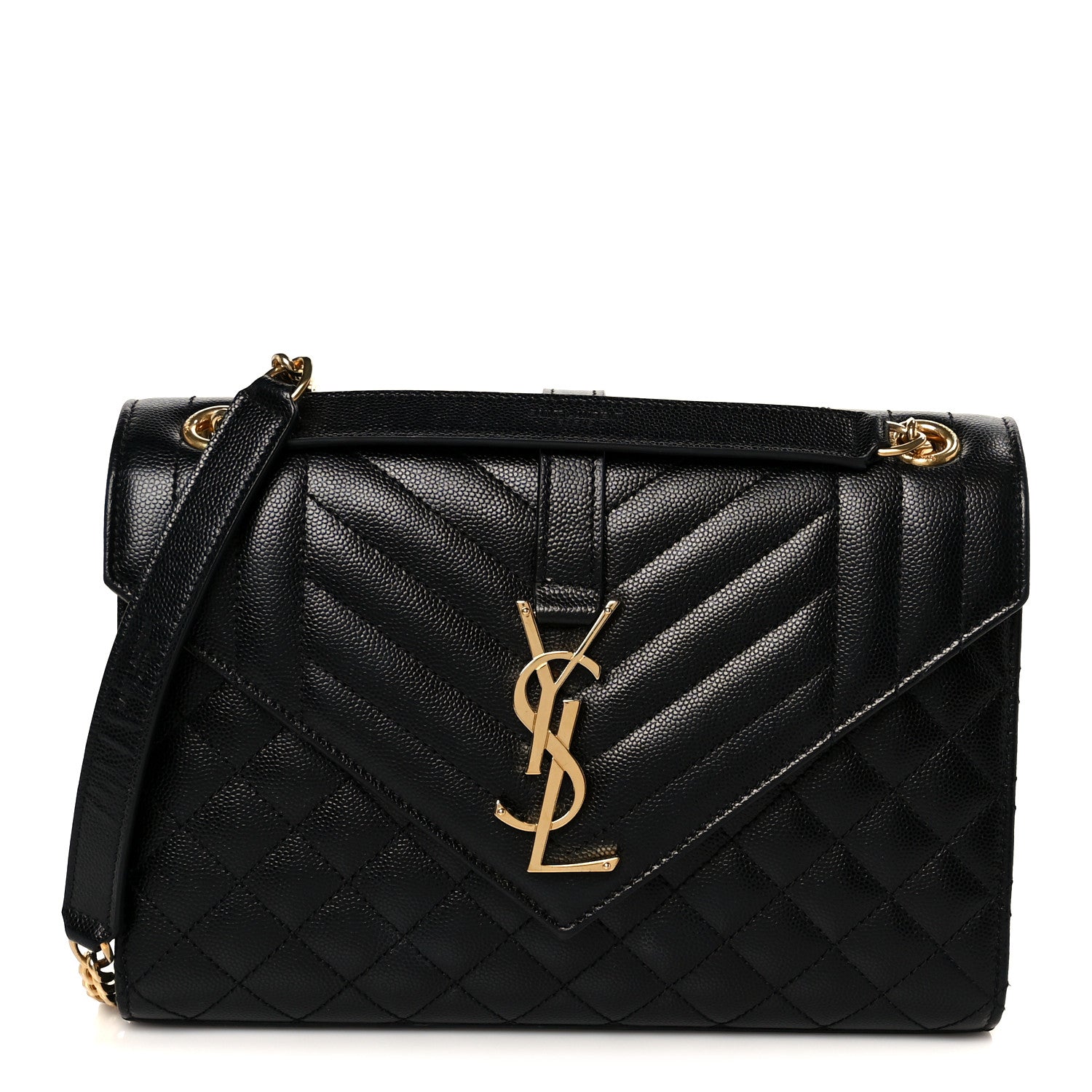 Grain De Poudre Textured Mixed Matelasse Triquilt Medium Monogram Satchel Black