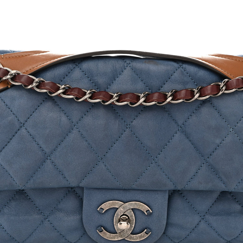 Iridescent Calfskin Medium In The Mix Flap Blue