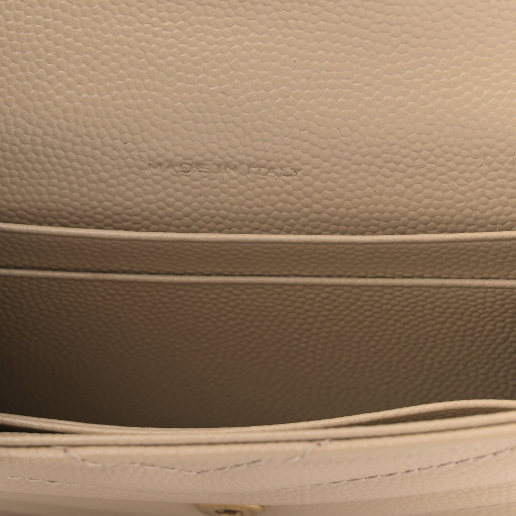 Grain De Poudre Matelasse Chevron Small Monogram Envelope Wallet Dark Beige