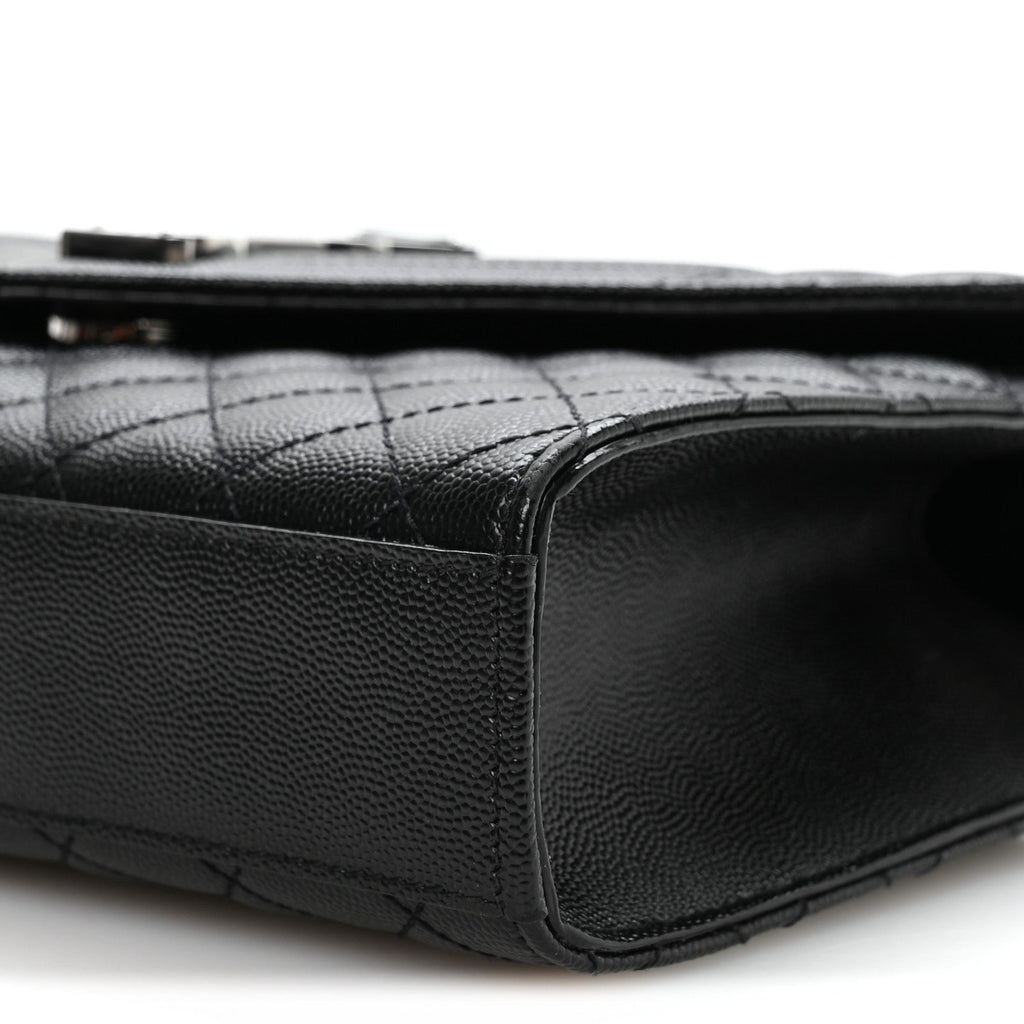 Grain De Poudre Textured Mixed Matelasse Triquilt Medium Monogram Satchel Black
