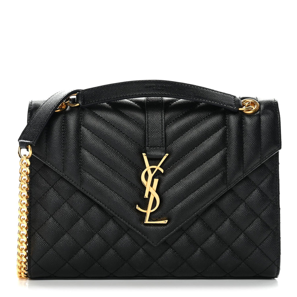 Grain De Poudre Textured Mixed Matelasse Triquilt Medium Monogram Satchel Black