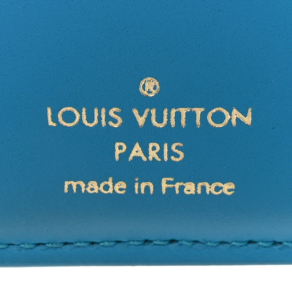 Calfskin Nanogram Embossed Victorine Wallet Bleu