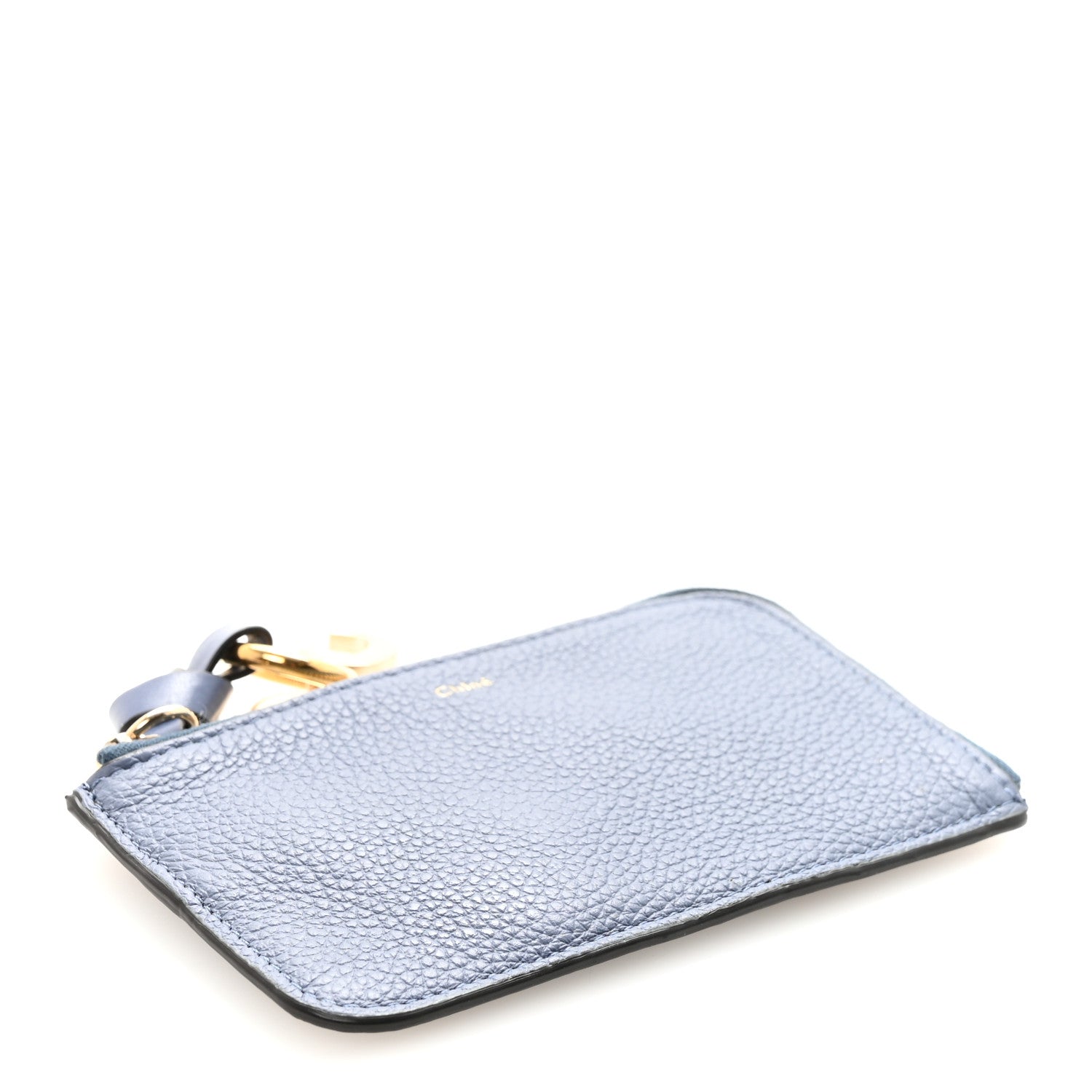 Calfskin Alphabet Purse Wallet Blue