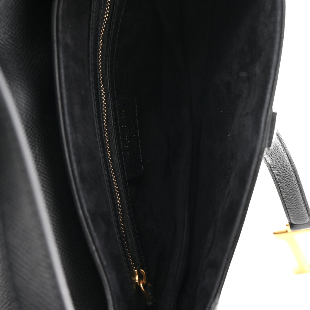 Grained Calfskin Saddle Bag Black
