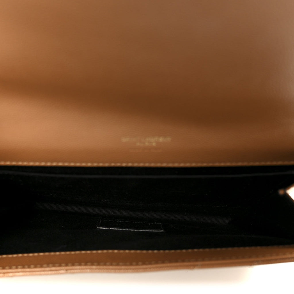 Grain De Poudre Matelasse Chevron Monogram Cassandre Flap Pouch Natural Dark
