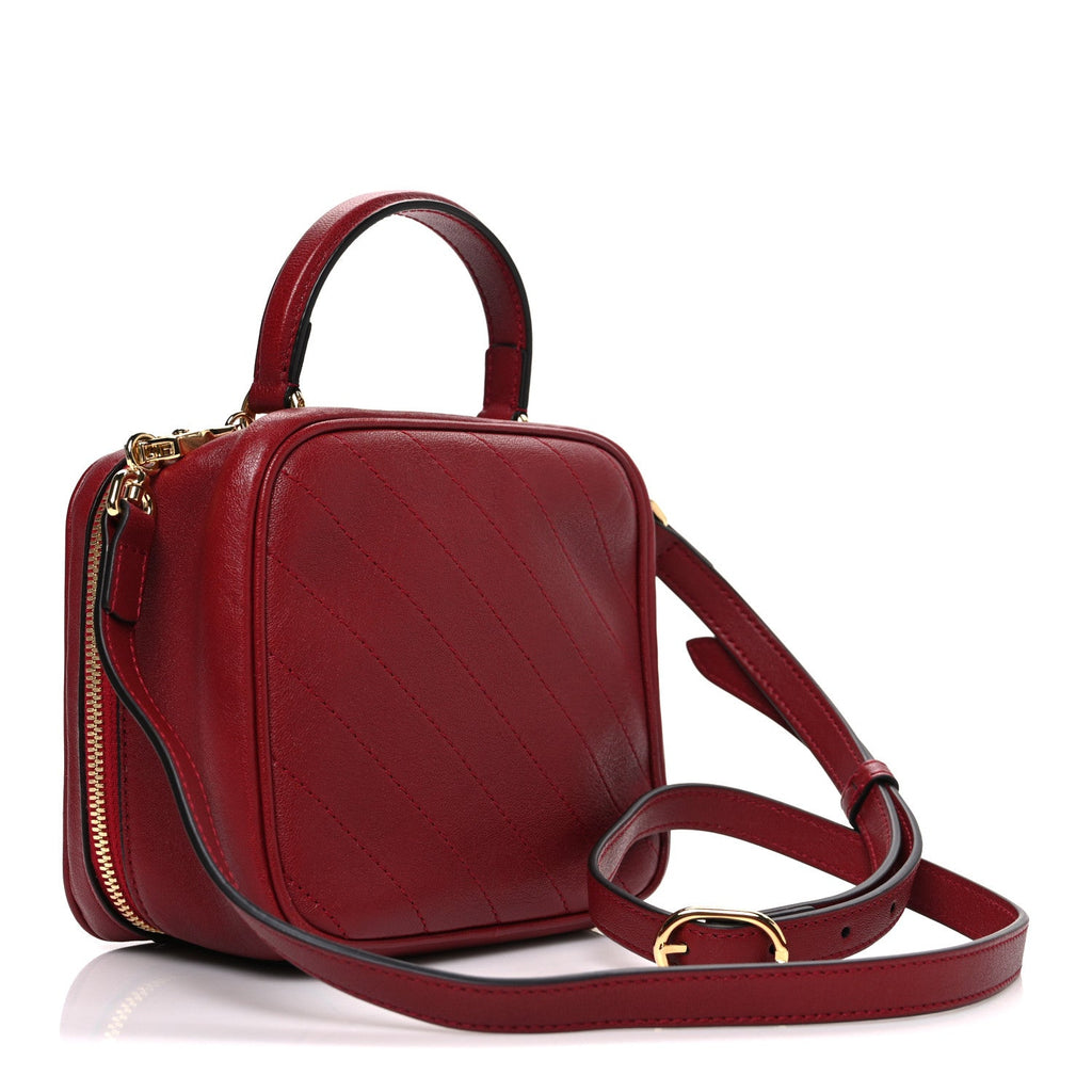 Sakai Be Green Calfskin Diagonal Stitched Blondie Top Handle Bag Rosso