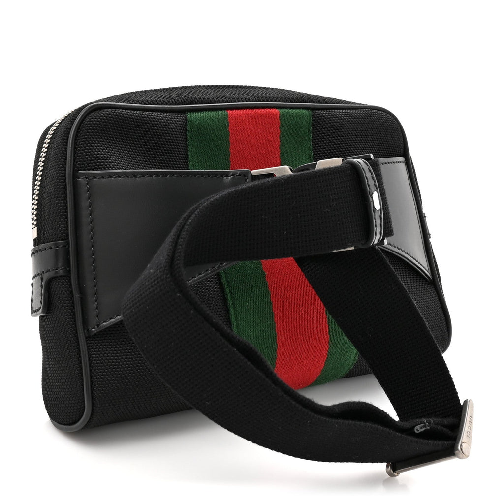 Canvas Web Slim Belt Bag Black
