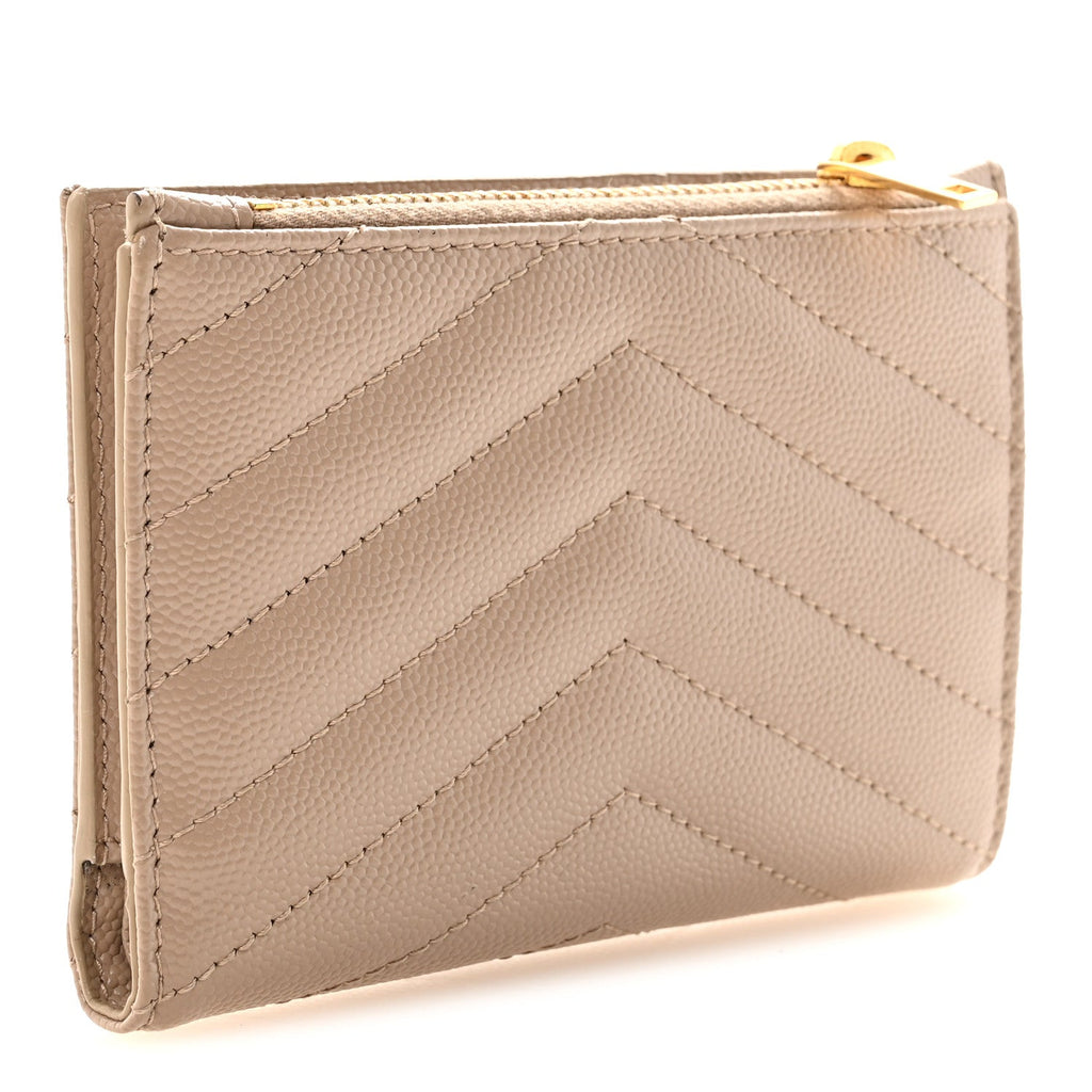 Grain De Poudre Matelasse Chevron Monogram Zipped  Case Dark Beige