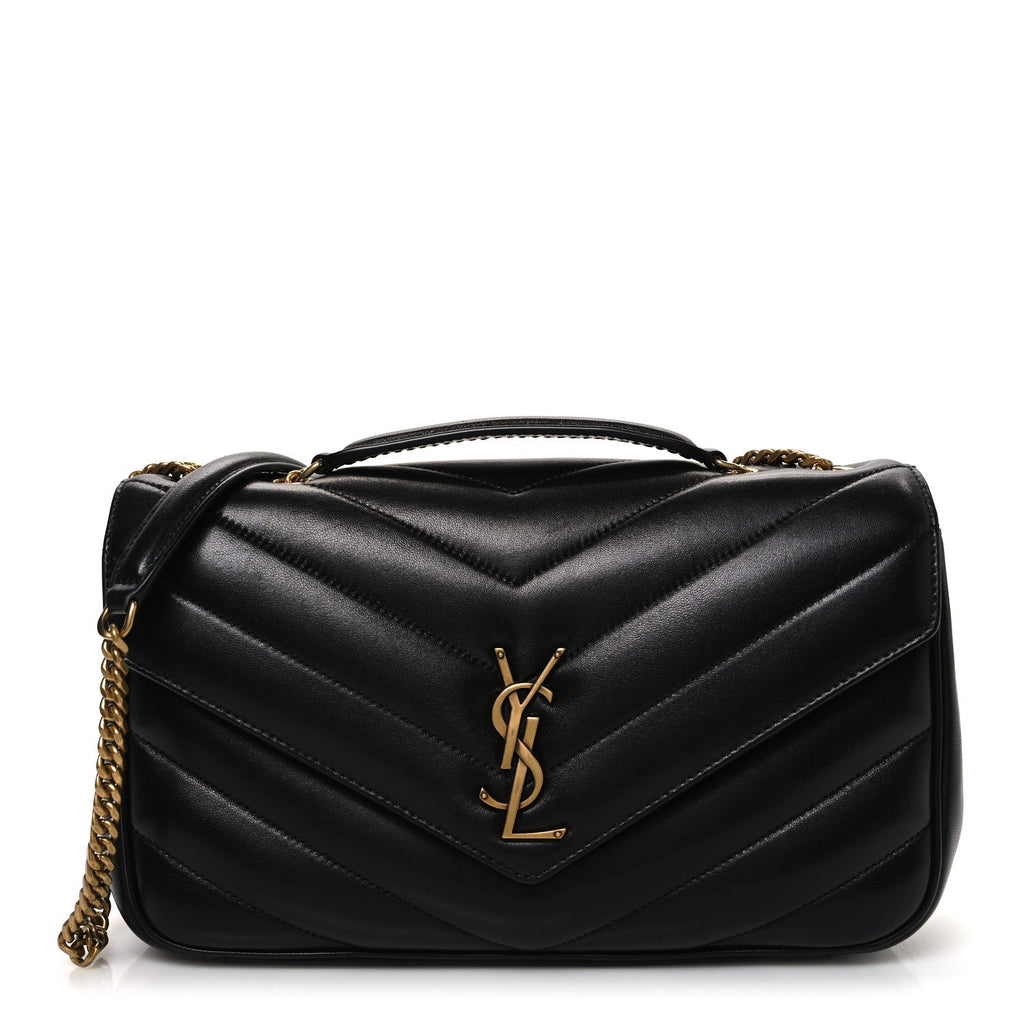 Lambskin Chevron Quilted Medium Loulou Black